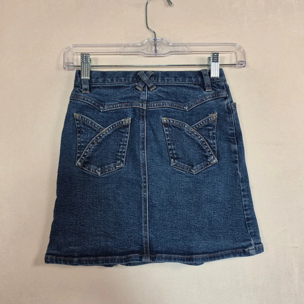 Gap‎ Denim Skirt Girls 6 Blue Y2K Vintage Preppy Minimalist 2001 Stretch